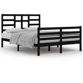 Rám postele čierny masívne drevo 140 × 200 cm, 3105864