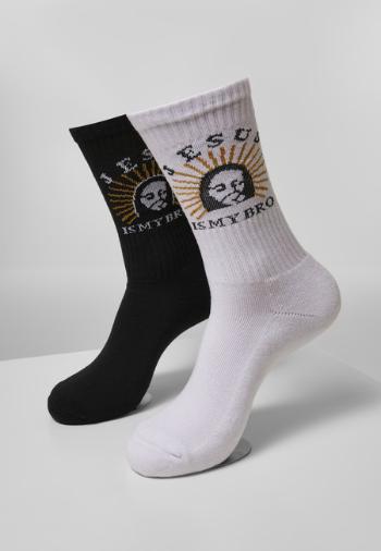 Mr. Tee Jesus Is My Bro Socks 2-Pack black/white - 35–38