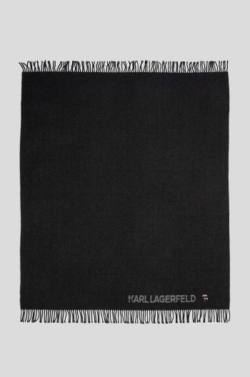 Šál s prímesou kašmíru Karl Lagerfeld čierna farba, melanžový