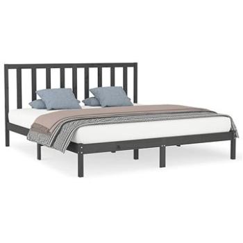 Rám postele sivý masívne drevo 180 × 200 cm Super King, 3106785