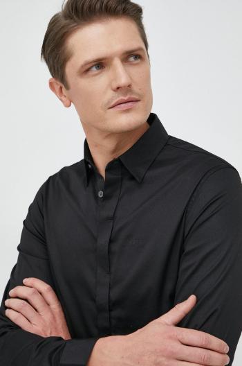 Košeľa Armani Exchange pánska, čierna farba, slim, s klasickým golierom