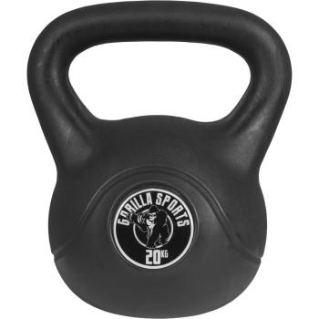 Gorilla Sports Kettlebell činka, plast, čierna, 20 kg