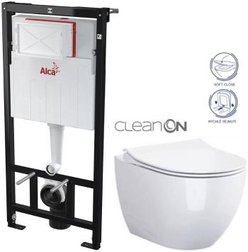 ALCADRAIN Alcadrain Sádromodul - predstenový inštalačný systém bez tlačidla + WC CERSANIT ZEN CLEANON + SEDADLO AM101/1120 X HA1