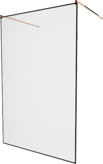 MEXEN/S - KIOTO samostatne stojaca sprchová zástena 100 x 200 cm, transparent/čierna vzor 8 mm, ružové zlato 800-100-002-60-70