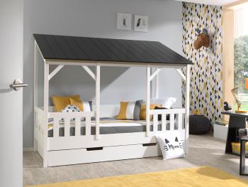 Detská posteľ v tvare domčeka Charlotte - čierna Housebed black roof posteľ bez úložného priestoru