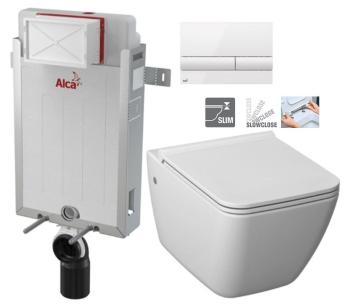 ALCADRAIN Renovmodul - predstenový inštalačný systém s bielym tlačidlom M1710 + WC JIKA PURE + SEDADLO SLOWCLOSE duraplast AM115/1000 M1710 PU2