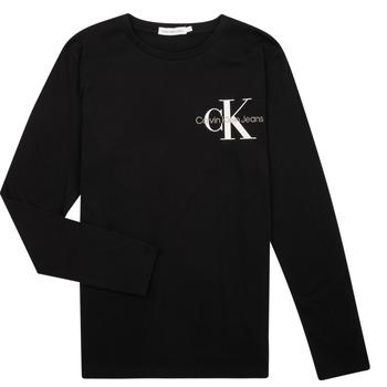 Calvin Klein Jeans  Tričká s dlhým rukávom CHEST MONOGRAM LS  Čierna