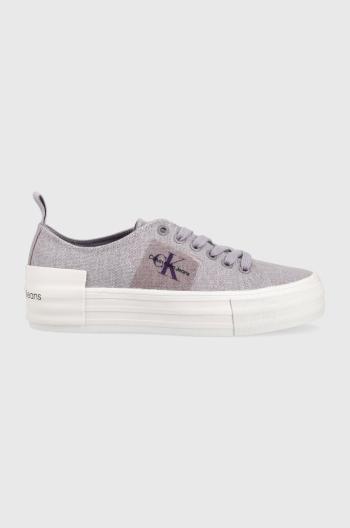 Tenisky Calvin Klein Jeans BOLD VULC FLATF LACE dámske, fialová farba, YW0YW01039