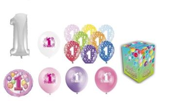 Hélium na plnenie balónov + balóny na oslavu 1. narodenín dievčatka - 420 l - BALLONPUB
