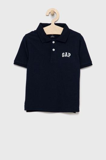 Bavlnené polo tričko GAP tmavomodrá farba, jednofarebný