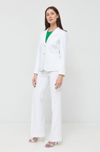 Nohavice MICHAEL Michael Kors dámske, biela farba, rovné, stredne vysoký pás