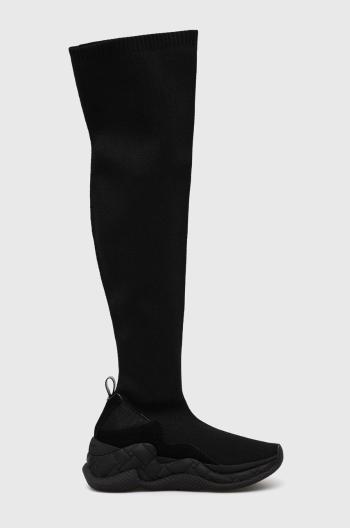 Vysoké čižmy Kurt Geiger London London London Knit dámske, čierna farba, na plochom podpätku, 9340900609