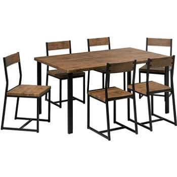 Sada jedálenského nábytku šesť stoličiek a stôl hnedá LAREDO, 131077 (beliani_131077)