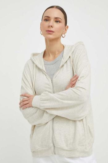 Mikina American Vintage  SWEAT ML CAPUCHE ZIPE dámska, šedá farba, s kapucňou, melanžová, YPA03BE24