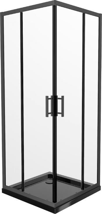 MEXEN/S - Rio sprchovací kút 80 x 80 cm, transparent, čierna + vanička vrátane sifónu 860-080-080-70-00-4070B