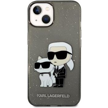 Karl Lagerfeld IML Glitter Karl and Choupette NFT Zadný Kryt pre iPhone 14 Plus Black (KLHCP14MHNKCTGK)