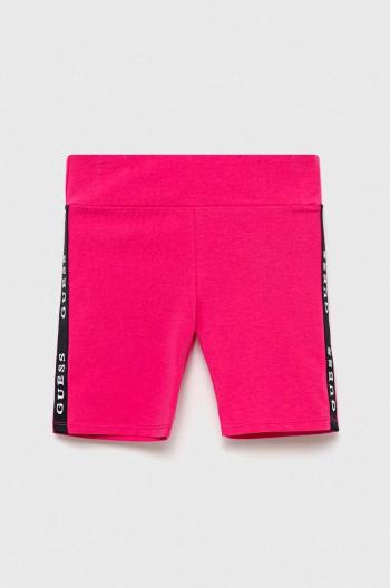 Detské krátke nohavice Guess ružová farba, s nášivkou