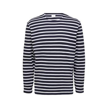 Selected  Noos Briac Stripe L/S T-Shirt - Navy Blazer  Tričká a polokošele Modrá