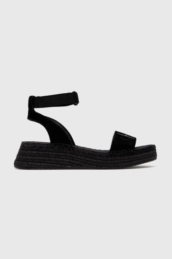 Sandále Calvin Klein Jeans SPORTY WEDGE ROPE SU CON dámske, čierna farba, na platforme, YW0YW00977