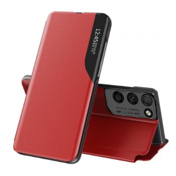 MG Eco Leather View knižkové puzdro na Samsung Galaxy S21 Ultra 5G, červené