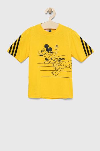 Detské tričko adidas x Disney žltá farba, s potlačou