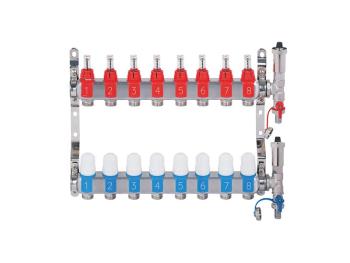 Nerezový rozdeľovač hranatý s automatickým odvzdušnením - 8 cestný