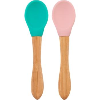 Minikoioi Spoon with Bamboo Handle lyžička Green / Pink 2 ks
