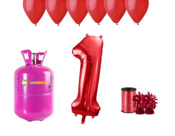 HeliumKing Hélium párty set na 1. narodeniny s červenými balónmi