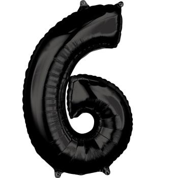 Amscan Fóliový balón narodeninové číslo 6 čierny 66cm