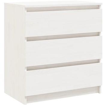 SHUMEE Nočný stolík biely 60 × 36 × 64 cm masívne borovicové drevo, 808094