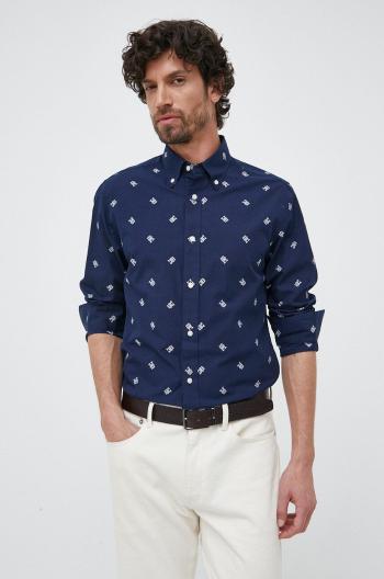 Bavlnená košeľa Tommy Hilfiger pánska, tmavomodrá farba, regular, s golierom button-down