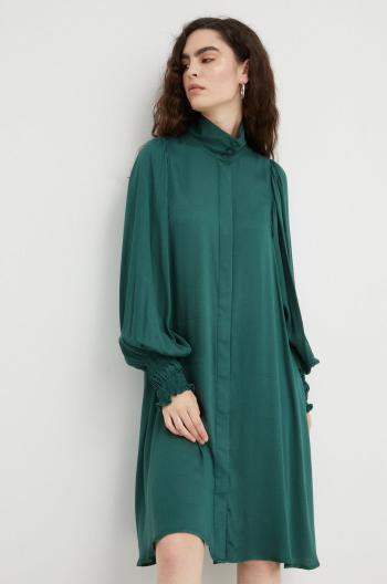 Šaty Bruuns Bazaar zelená farba, mini, rovný strih