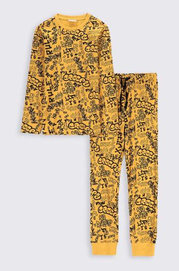 Detské bavlnené pyžamo Coccodrillo žltá farba, vzorovaná