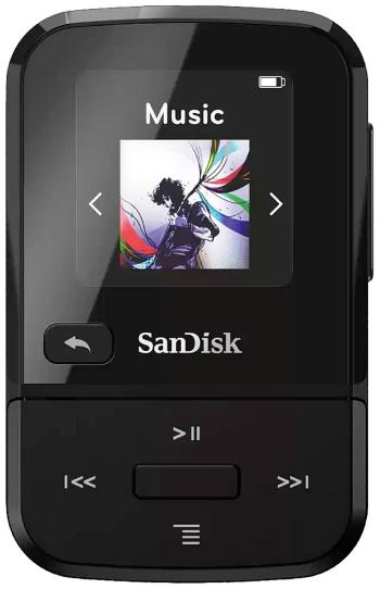 SanDisk Clip Sport Go MP3 prehrávač 16 GB čierna upevňovací klip, FM rádio
