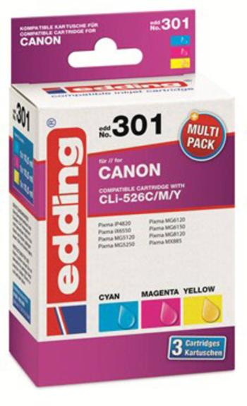 Edding Ink cartridge náhradný Canon CLI-526C/M/Y Multipack 3 kompatibilná kombinované balenie zelenomodrá, purpurová, žl
