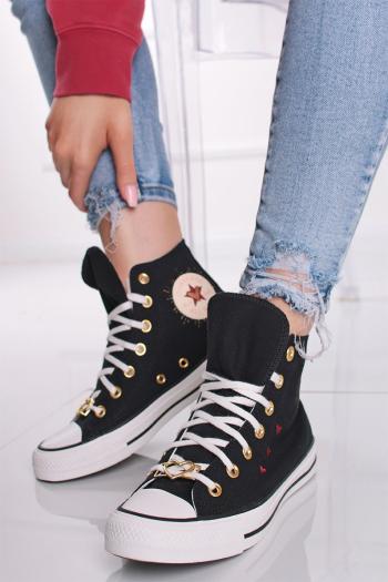 Čierne vysoké plátené tenisky Chuck Taylor All Star Hearts