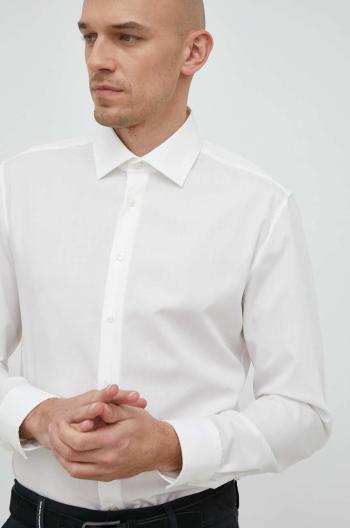 Bavlnená košeľa Seidensticker pánska, béžová farba, slim, s klasickým golierom