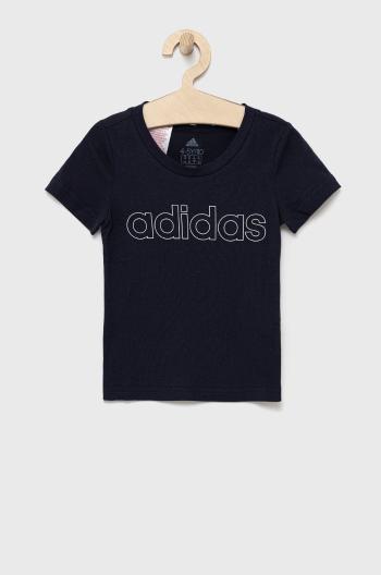 Detské bavlnené tričko adidas Performance GS0186 tmavomodrá farba,