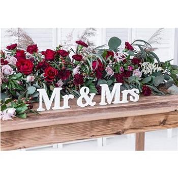 Drevený nápis Mr & Mrs – Pán a Pani – biely 50 × 9,5 cm (5900779111127)