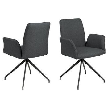 Design Scandinavia Jídelní židle s područkami Naya, textil, tmavě šedá (A1004365)