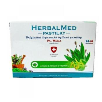 HERBALMED Pastilky Skorocel, materina dúška, lipa 24 + 6 pastiliek ZDARMA