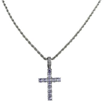 Náhrdelník Zircon Cross Strieborná/Fialová KP22770