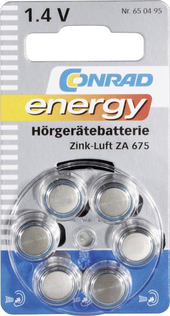 Conrad energy  gombíková batéria  ZA 675 zinkovo-vzduchová 630 mAh 1.4 V 6 ks