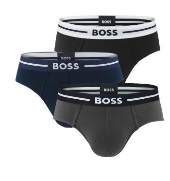 BOSS - slipy 3PACK cotton stretch BOLD blue & dark color z organickej bavlny - limitovaná fashion edícia (HUGO BOSS)-M (83-89 cm)