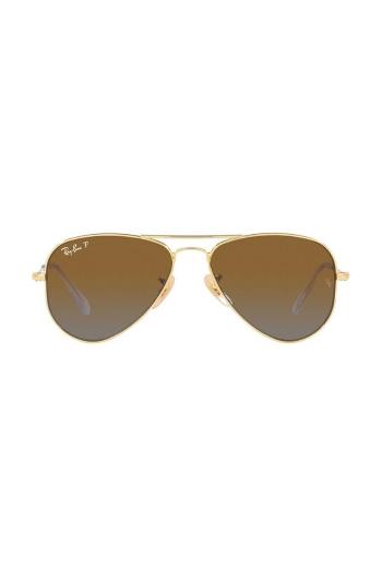 Detské slnečné okuliare Ray-Ban Junior Aviator hnedá farba, 0RJ9506S-Polarized