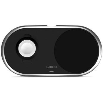 Epico bezdrôtová kovová nabíjačka pre Apple Watch a iPhone s adaptérom v balení - čierna (9915111300031)