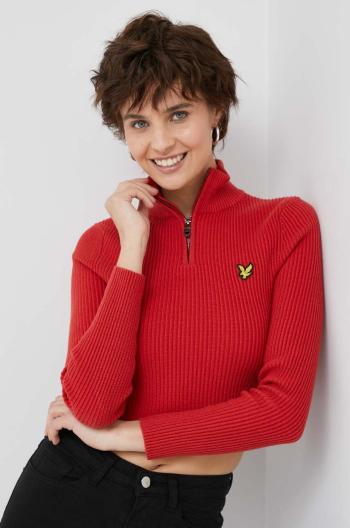 Sveter s prímesou vlny Lyle & Scott dámsky, červená farba, teplý