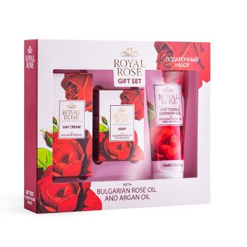 Darčekový set pre ženy - denný krém, mydlo a sprchový gél Royal Rose Biofresh
