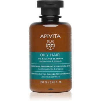 Apivita Oil Balance Shampoo Oily Hair hĺbkovo čistiaci šampón pre mastnú pokožku hlavy pre posilnenie a lesk vlasov 250 ml