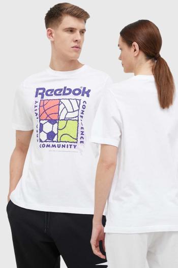 Bavlnené tričko Reebok Classic biela farba, s potlačou